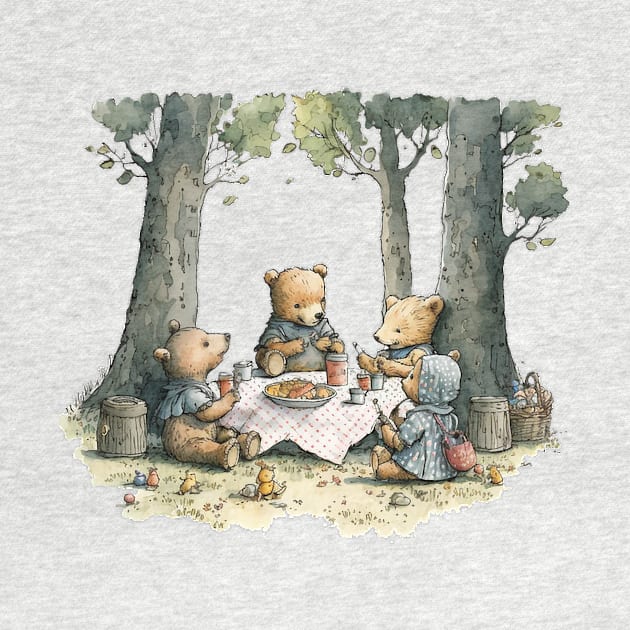 Teddy Bear Picnic Watercolor by peachycrossing